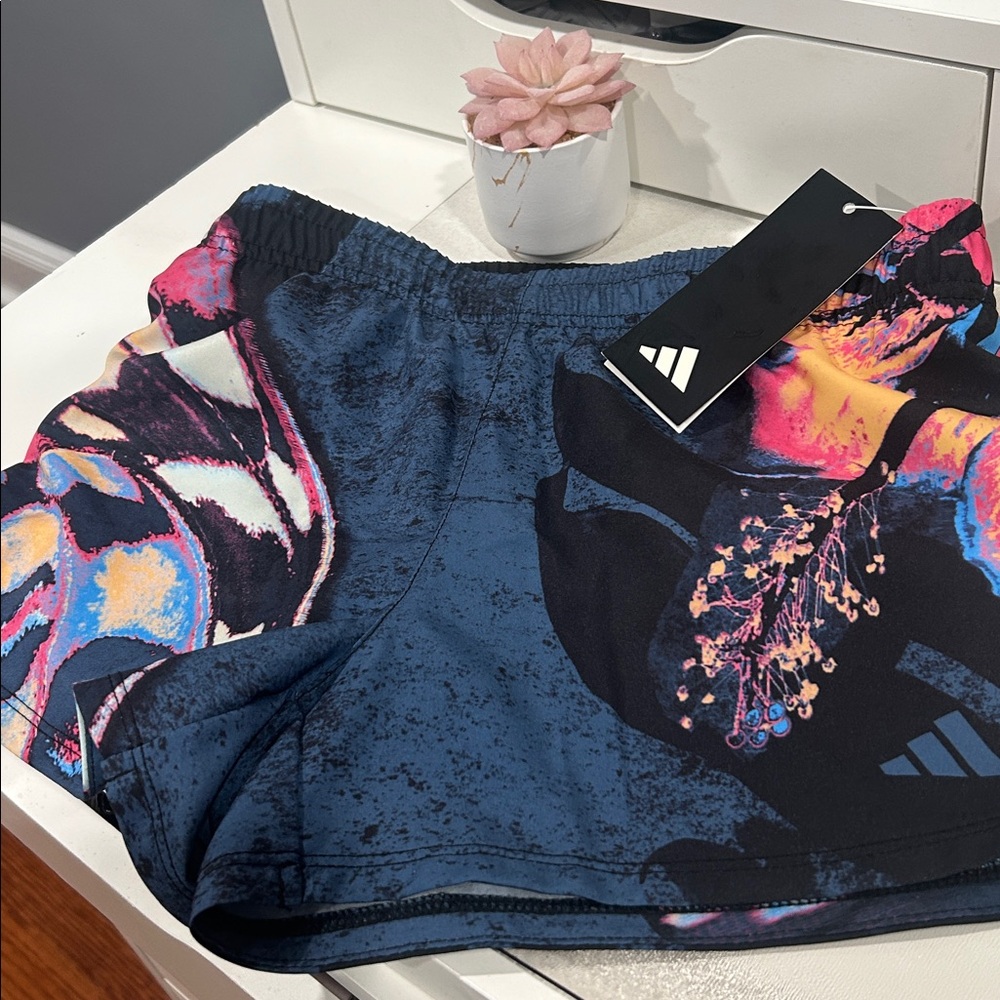 Adidas Girls Blue and Pink Athletic Shorts